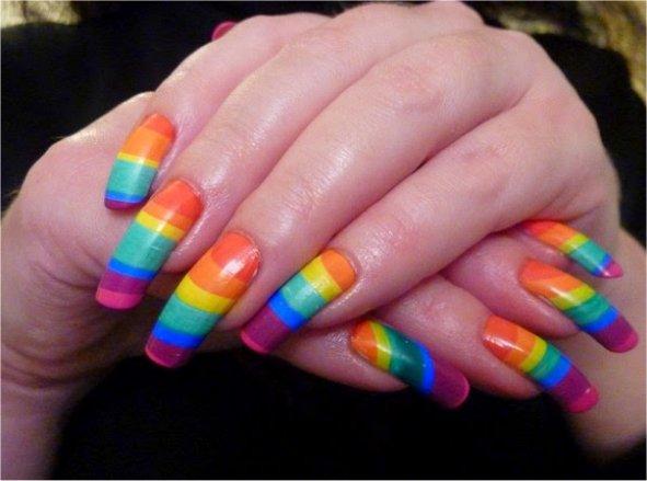 Detalle 36+ imagen uñas acrilicas de colores arcoiris